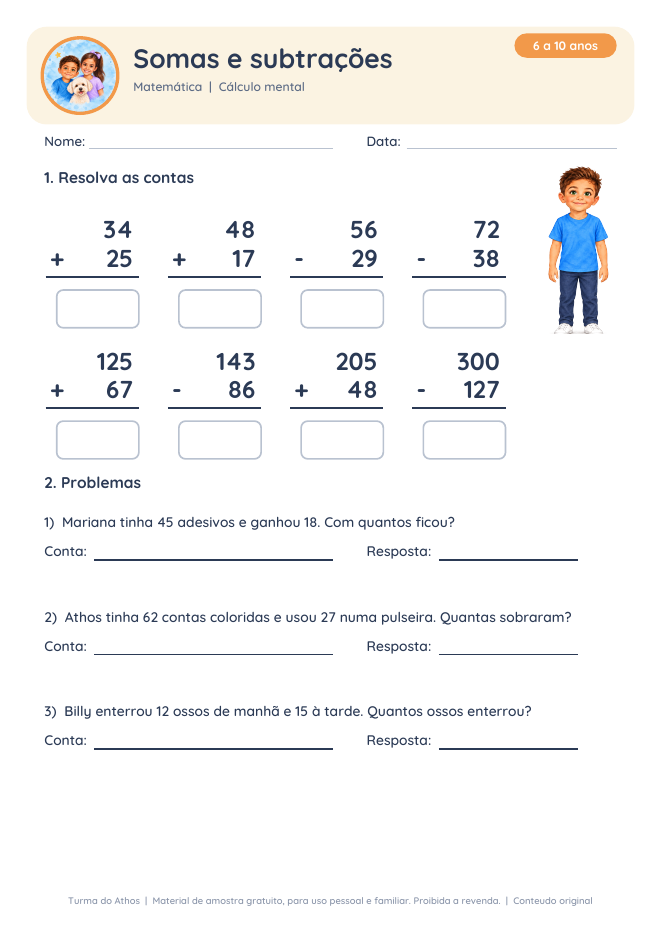 Prévia da atividade Somas e subtrações
