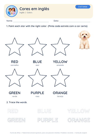 Prévia de Cores em inglês