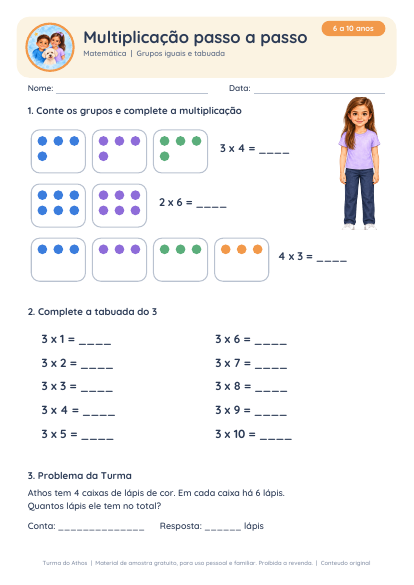 Prévia de Multiplicação passo a passo