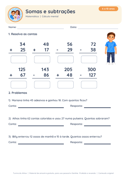 Prévia de Somas e subtrações